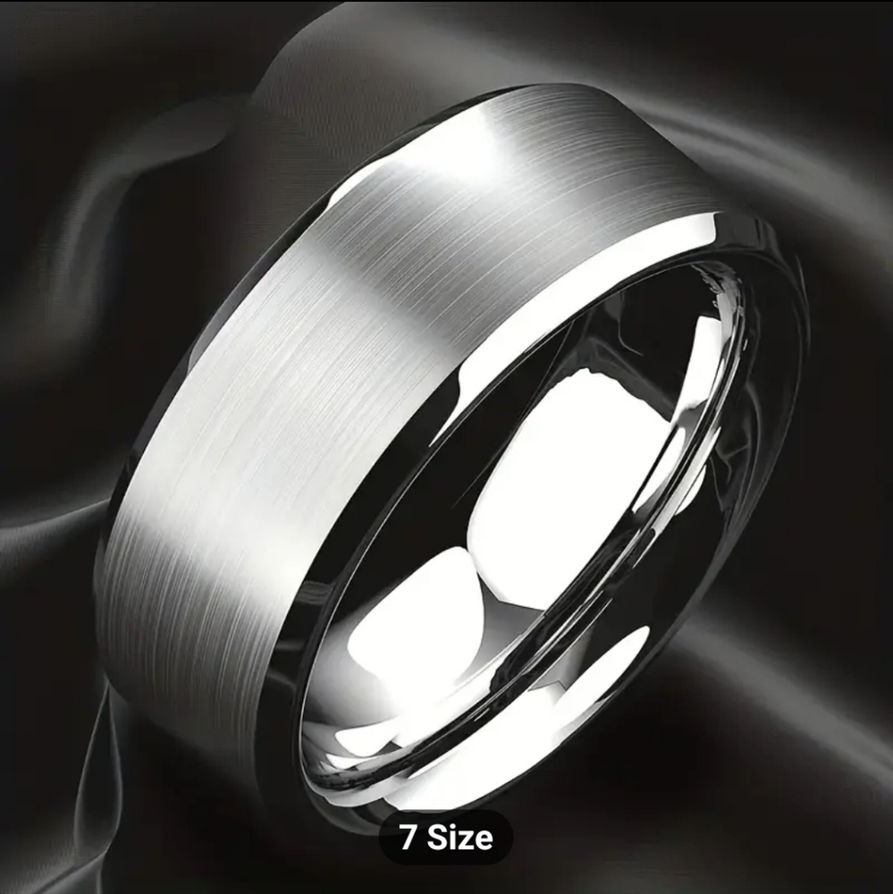 Stainless Steel Men's engagement or casual ring Matte Finish.